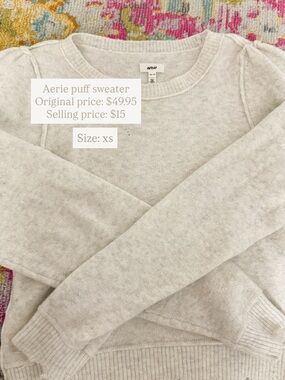 aerie Cream Puff-Sleeve Crewneck Sweater